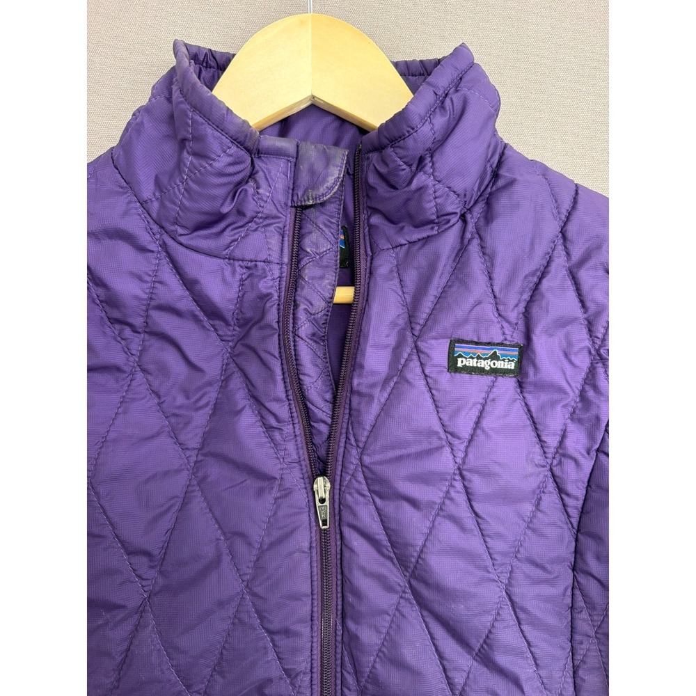 Patagonia Kids Purple Diamond Quilted Full Zip Puffer Jacket Size L 12 - Picture 4 of 8